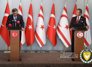 BAŞBAKAN ÜNAL ÜSTEL İLE TÜRKİYE CUMHURİYETİ CUMHURBAŞKANI YARDIMCISI CEVDET YILMAZ, ERCAN HAVALİMANI’NDA ORTAK BASIN AÇIKLAMASI YAPTI